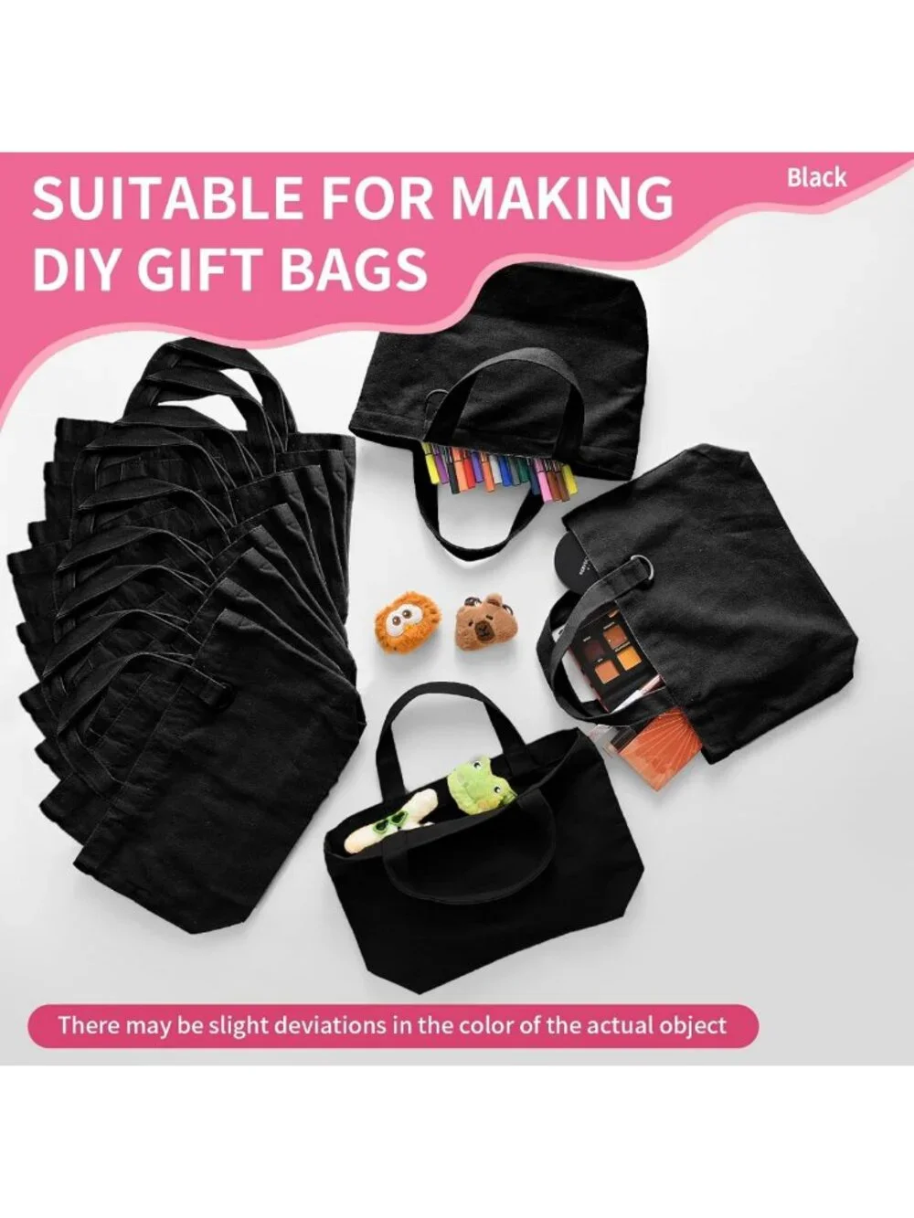 12 Pack Mini Canvas Tote Bags - Reusable Cute DIY Blank Bags for Women